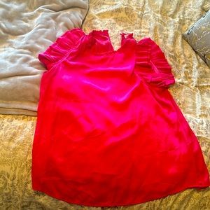 Women’s ruffle sleeve hot pink blouse